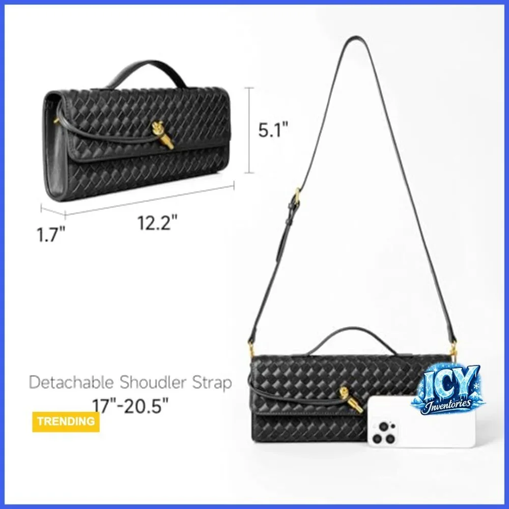 Woven Vegan Leather & Suede Evening Clutch Crossbody Bag